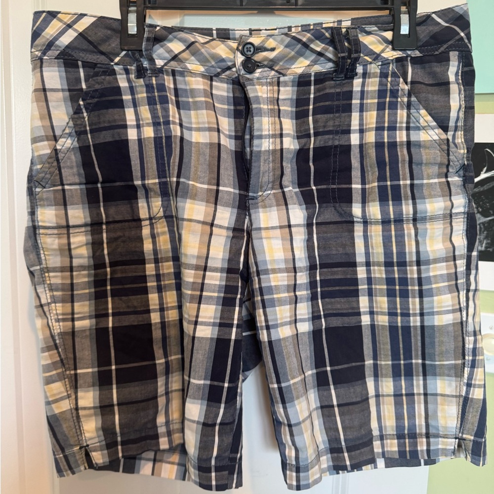 Women's Plaid Shorts - Blue and Yellow